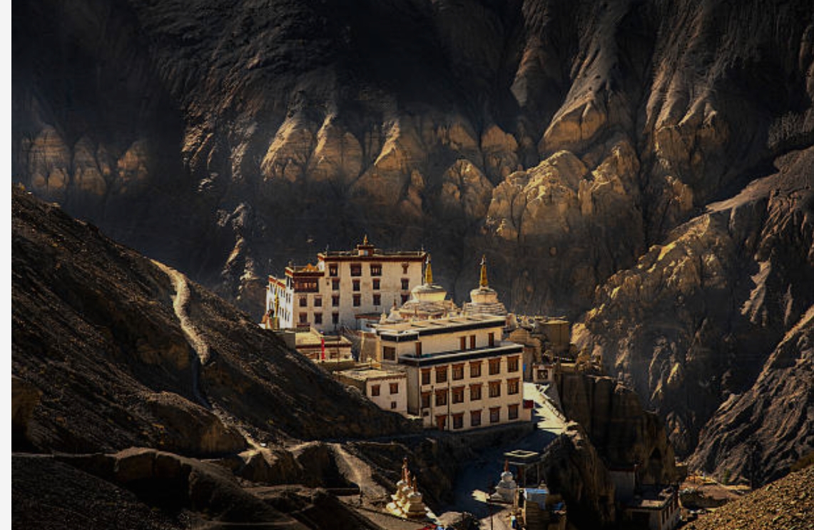 Leh town and Shanti Stupa